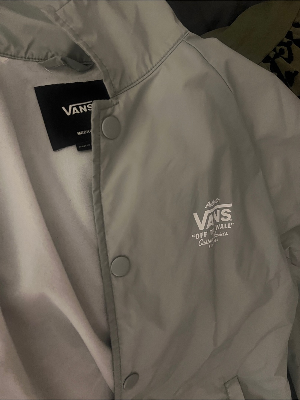 VANS Off the Wall Light Gray Rain Jacket w/hood